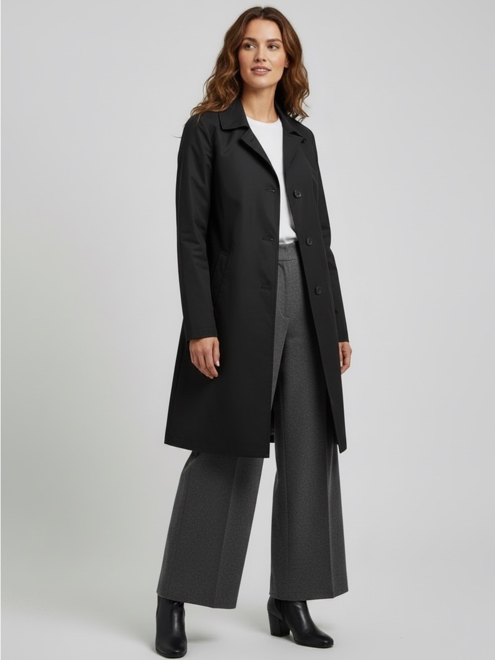 NWT Lands' End Black “Sunshower” Trench Coat Jacket